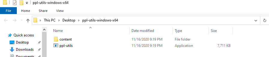 Windows explorer window in ppl-utils directory