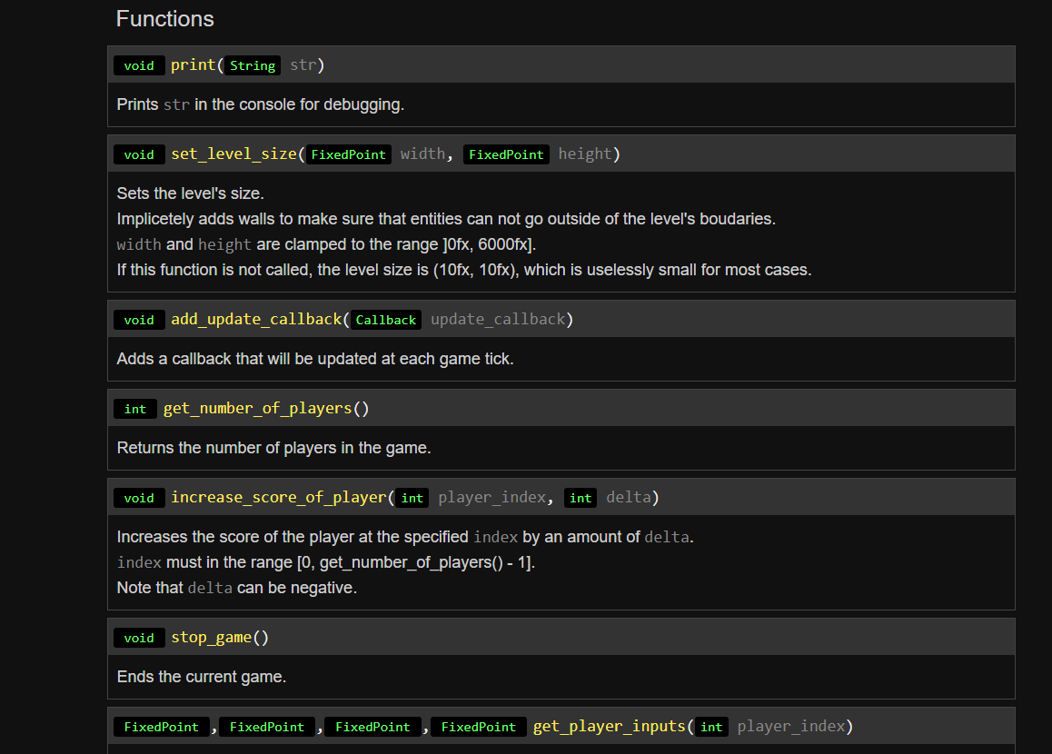 PewPew Live API Functions